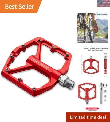 Durable 9/16" Flat Bicycle Pedals - Anti-Skid & Lightweight with Sealed Bearings - Image 1 of 4