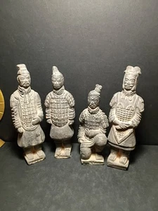 4 Vintage Chinese Terracotta Clay Warrior Soldier Statue Figurines - Picture 1 of 16