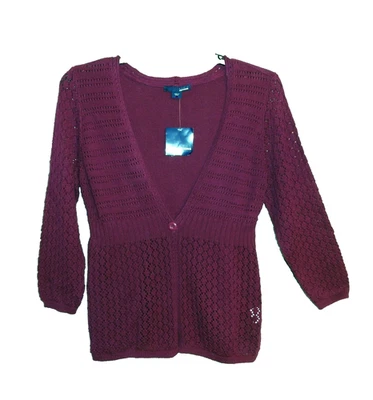 XXL EDICIONES BÁSICAS 100% ALGODÓN PUNTO MIXTO CROCHET PEPLUM CÁRDIGAN SUÉTER NUEVO Foto 1 de 4