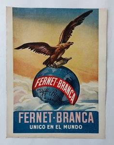 Vintage Original 1950 Fernet Branca Poster Ad Sign Classic Design Art Argentina - Picture 1 of 5