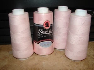 4 Large Cones Maxi-Lock Serger Thread 3000 Yard 100% Polyester Thread PINK - Picture 1 of 2