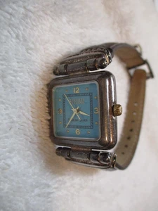 Reloj Ecclissi de cuero con esfera turquesa de plata esterlina necesita batería #22490 - Imagen 1 de 2