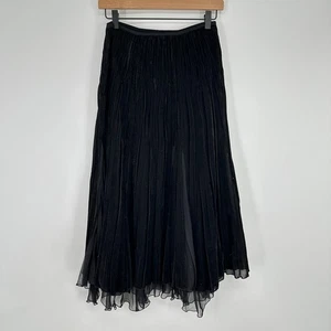 Komarov Black Velvet Tulle Insert Pull On Midi Skirt Womens Medium Whimsigoth - Picture 1 of 5