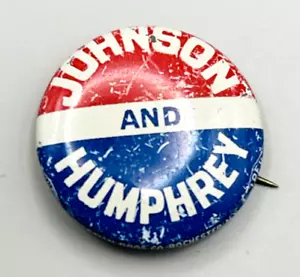 Spilla bottone campagna vintage Lyndon B. Johnson e Hubert Humphrey 1964 - Foto 1 di 5