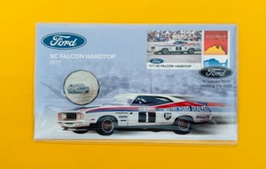 2019 PNC Ford 1977 XC Falcon Hardtop 50c Cents Coloured Coin & Stamps - Picture 1 of 2