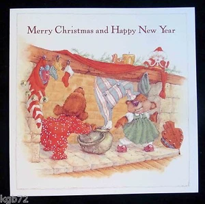 Leanin Tree Tarjeta de Felicitación de Navidad Animales Medias Chimenea Multicolor C42 - Imagen 1 de 2