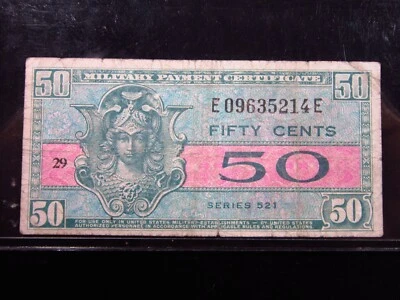 USA MPC Series 521 50 Cents Plate 29 5214# Military Payment Certificate Money - Image 1 of 3