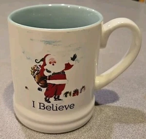 Threshold Stoneware Santa Claus I Believe Retro Style Coffee Mug 14 oz. - Picture 1 of 4