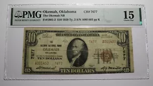 $10 1929 Okemah Oklahoma OK National Currency Bank Note Bill Ch. #7677 F15 PMG - Picture 1 of 4