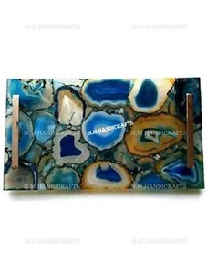 Blue Agate Serving Tray Kitchen Serving Tray Bar Tray Food Tray Serving Platter - Picture 1 of 5