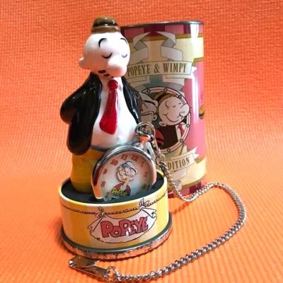 Reloj Bolsillo Fossil 1997 Popeye & Wimpy Edición Limitada Cuarzo con Lata/ Foto 1 de 4