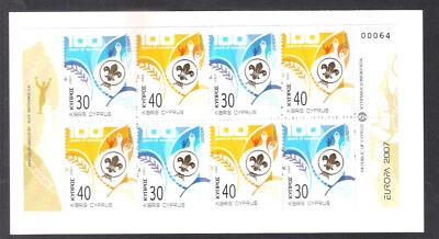 CYPRUS, 2007 EUROPA, 100th ANNI OF SCOUTING SCOUTS UNFOLDED STAMPS BOOKLET MNH - Image 1 of 2