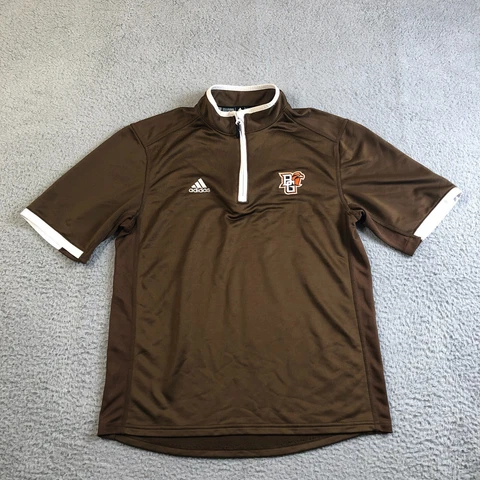 Bowling Green Polo Shirt Mens Small Brown Falcons Adidas Climalite Zip Jersey Cover