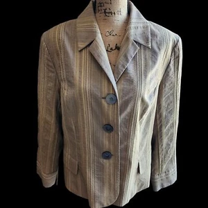 J. Jill Pinstripe Blazer Womens SZ 18 Mature Office Corporate Chunky Academia - Picture 1 of 5