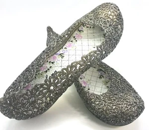 Summer Jelly Hollow Sandals 2 Cm Heel Casual Beach Slip On Shoes Glitter Comfy - Picture 1 of 8