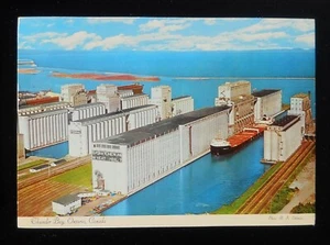 1950s Birdseye View Grain Elevators Steamship Saskatchewan Wheat Thunder Bay ON - Bild 1 von 2
