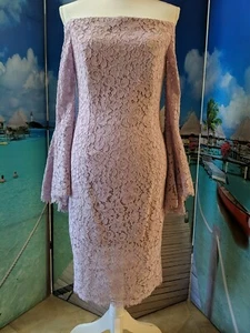 BNWT Bardot Size 10 Off The Shoulder Lilac Lace Dress - Picture 1 of 10