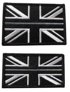 Besticktes Abzeichen Aufnäher The Thin Silver Line Gefängnis Offizier Union Jack Flagge SET - Bild 1 von 2