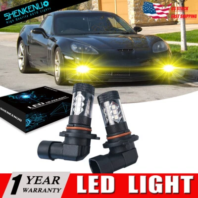 For Corvette C6 2005-2013 3000K 80W H10 LED Front Fog Lights Golden Yellow Bulbs - Image 1 of 4
