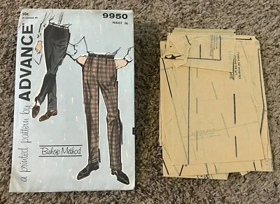 Vintage ADVANCE Men’s Slacks Printed Pattern 9950, 36” Waist - Image 1 of 3