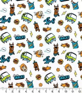 Scooby Doo Icons 100% Cotton Fabric on White  BTY   36" x 44"