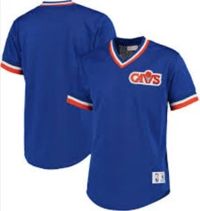 NEW MITCHELL & NESS Cleveland Cavaliers Royal Blue MESH V Neck JERSEY NBA - Picture 1 of 4