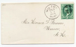 US 1878 Postal History Banknote Cover #158 Milton, MA to Warner NH Z - Picture 1 of 3