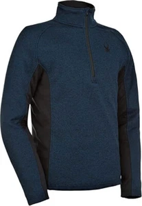 SPYDER 205417 CHAQUETA SALIENTE MEDIA CREMALLERA SUÉTER 488-DENIM NEGRO HOMBRE MEDIANO - ¡NUEVO! - Imagen 1 de 2