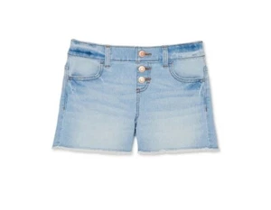 Wonder Nation Girls Denim Shorts Size XL Plus Pull-On Light Wash Raw Hem New - Picture 1 of 8