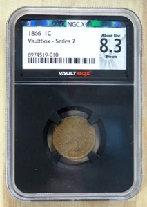1866 Indian Head Cent Penny - NGC Series 7 VAULT BOX - 8.3! - FREE SHIPPING! - Picture 1 of 7