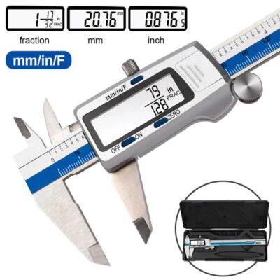 LCD Digital Electronic Vernier Caliper Gauge Steel Micrometer Fraction/MM/Inch