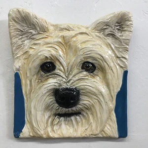 YORKSHIRE TERRIER Hund Keramikfliese Handarbeit 3D Haustier Portrait Sondra Alexander Kunst - Bild 1 von 4