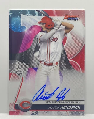 2020 Bowman’s Best AUSTIN HENDRICK On Card Auto - Cincinnati Reds # B20-AH Clean - Image 1 of 2