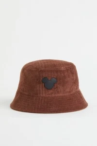 🐭Cappello Disney/Pixar secchiello velluto a coste Topolino marrone scuro H&M elegante regalo carino - Foto 1 di 7