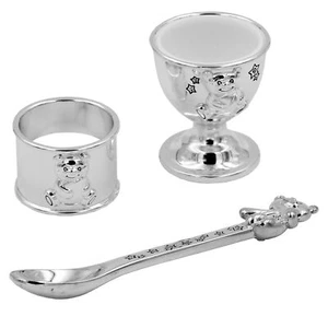Little Star Versilbert Eierbecher, Serviette Ring und Löffel Set - Bild 1 von 4