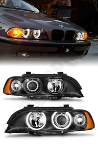Black Halo Projector Headlights (Halogen Ver) for 1997-2000 BMW E39 528i 540i - Picture 1 of 4
