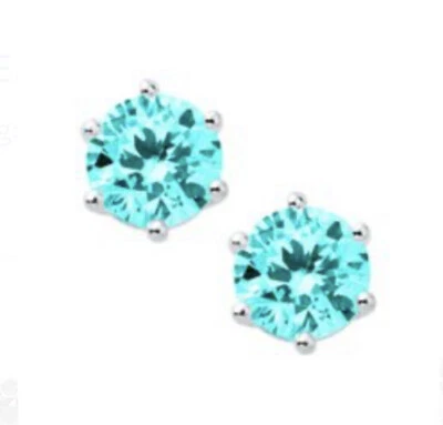 Pendientes Origami Owl TONO PLATA CON TACHUELAS AZUL AGUA CIRCONITA ¡Nuevos! Foto 1 de 4