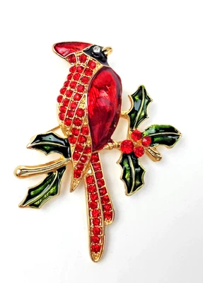 Broches de Navidad Cardenal Rojo Muérdago y Acebo Pin Regalo Regalos para Amigos Foto 1 de 4