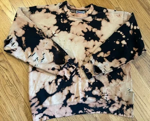 Vintage 90s Hanes Bleached Acid Wash Distressed Sweatshirt Medium Thrashed Holes - Picture 1 of 24