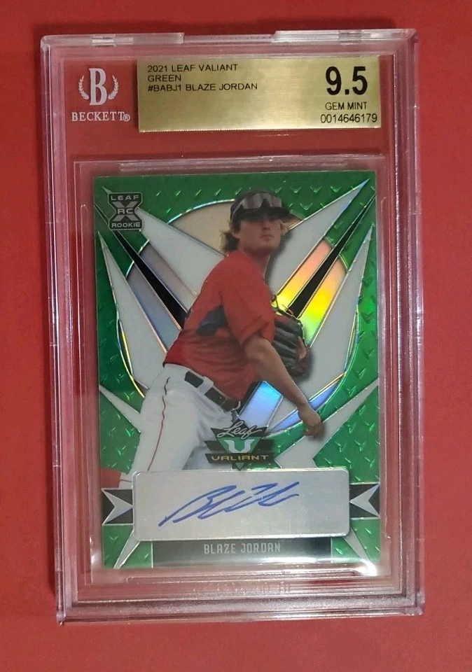 2021 Leaf Valiant BLAZE JORDAN Autograph Rookie Bgs 9.5 Auto 10 GREEN PARALLEL  - Image 1 of 4