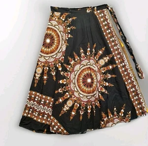 Khorosho Kenia Wickelrock afrikanisches Wachsmuster braun Mandala Boho Maxi One Size - Bild 1 von 15