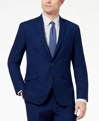 Kenenth Cole Mens Slim fit 2 Piece Suit 36 R / 29 Waist Navy Blue Solid Stretch - Image 1 of 4