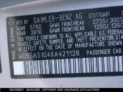 99 MERCEDES S500 CHASSIS ECM 140 TYPE ABS S420 AND S500 TRACTION CONTROL ASR - Image 1 of 4