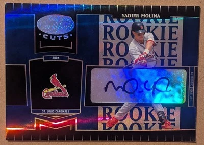Yadier Molina 2004 Leaf Certified Cuts Marble Signature Blue Autograph 51/75 RC - Image 1 of 2