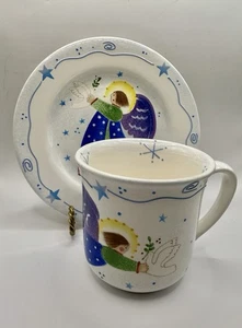 Four (4) Sets of ANGELICA CHRISTMAS PATTERN Mugs & Dessert/Cookie Plates - Picture 1 of 9