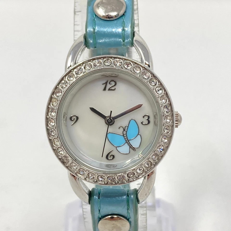 Reloj Butterfly Mujer 26mm Tono Plateado MOP Pave Cristal Brillante Batería Nueva 7.75" Foto 1 de 4