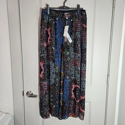 $398 NUEVO Pantalones Johnny Was Mujer Grande Terciopelo Nava Burnout Pierna Ancha Mezcla Seda Foto 1 de 4