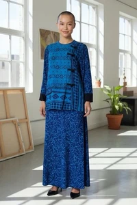 Vintage Carole Little Art To Wear Blouse & Skirt 2 Piece Set  Size 8 Blue Boho - Bild 1 von 18