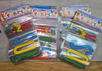 Feliz Cumpleaños Banner 6ft Clown Foil Banner Lot Of 4 Banners  - Image 1 of 4