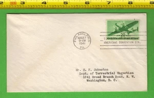 1941 Airmail Cover Sc# C29 20¢ Green Plane Stamp | Philadelphia | H.F. Johnston - Picture 1 of 2